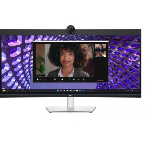Монитор Dell 34" P3424WEB Black/Silver Curved 3800R, 21:9, IPS, 3440x1440, 5ms, 300cd, 60Hz, 4MP Camera, 1xHDMI, 1xDP, 3xUSB, 1xUSB-C, SPK, LAN, HAS