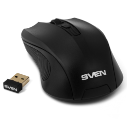 Беспроводная мышь SVEN RX-400W чёрная (3+1кл. 600/1000/1400DPI, блист)