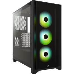 Корпус без блока питания/ Case Corsair iCUE 4000X RGB, Midi-Tower, TG, 3x120mm RGB, 1xUSB-A 3.2, 1xUSB 3.2 Type-C, E-ATX, ATX, mATX, mITX Black