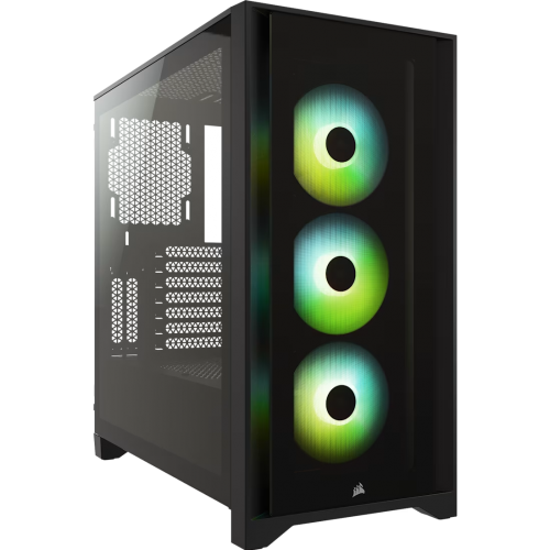 Корпус без блока питания/ Case Corsair iCUE 4000X RGB, Midi-Tower, TG, 3x120mm RGB, 1xUSB-A 3.2, 1xUSB 3.2 Type-C, E-ATX, ATX, mATX, mITX Black Corsair