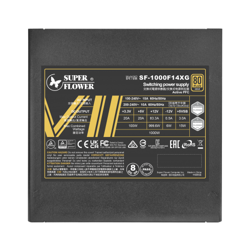 Блок питания 1000 Ватт/ Power Supply Super Flower Leadex VII, 1000W, ATX 3.0, 140mm, 12xSATA, 4xPCI-E(6+2), 1x12VHPWR, APFC, 80+ GOLD, Full Modular Super Flower