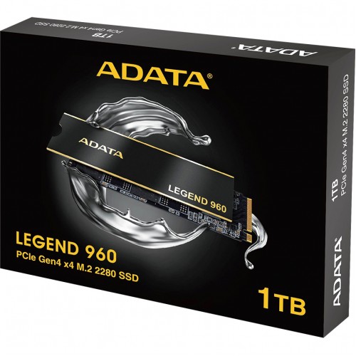 Твердотельный накопитель/ ADATA SSD LEGEND 960, 1000GB, M.2(22x80mm), NVMe 1.4, PCIe 4.0 x4, 3D NAND, R/W 7400/6000MB/s, IOPs 730 000/610 000, DRAM buffer 1000MB, TBW 780, DWPD 0.43, with Heat Spreader (5 лет) ADATA