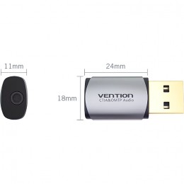 Внешняя звуковая карта Vention USB Серая