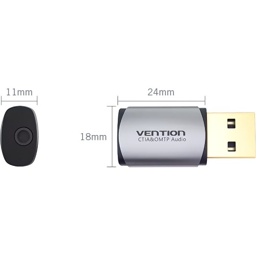 Внешняя звуковая карта Vention USB в сером цвете - высокое качество звука для вашего устройства
