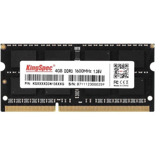 Память DDR3 4GB 1600MHz Kingspec KS1600D3N13504G - SO-DIMM 204-pin, 1.35В, CL11, Single Rank