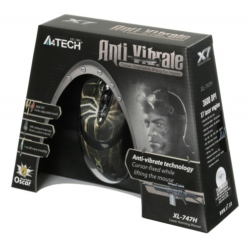 Мышь A4Tech Oscar Editor XL-747H коричневый/рисунок лазерная 3600dpi USB 6but (XL-747H (BROWN SPIDER))