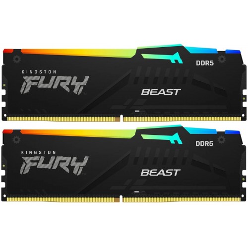 Купить оперативную память Kingston 16GB DDR5 5200MT/s CL40 DIMM (2x8GB) FURY Beast RGB XMP для мощного игрового ПК