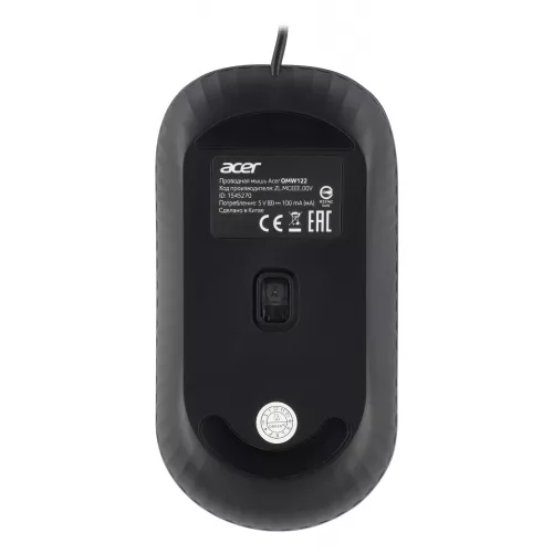 Мышь компьютерная/ Проводная мышь ACER OMW122 оптическая (1200dpi) soft-touch (3but) black Acer