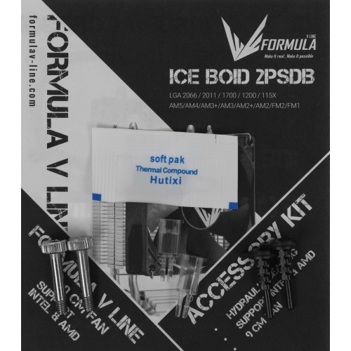 Кулер Formula Ice Boid 2PSDB Soc-AM5/AM4/1200/1700/1851 черный 4-pin 17-34dB Al+Cu 90W Ret [ICE BOID 2PSDB]