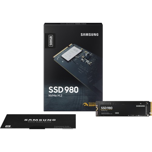 Твердотельные накопители/ Samsung SSD 980, 500GB, M.2(22x80mm), NVMe 1.4, PCIe 3.0 x4, 3-bit MLC, R/W 3100/2600MB/s, IOPs 400 000/470 000, TBW 300, DWPD 0.33 (12 мес.) Samsung Electronics