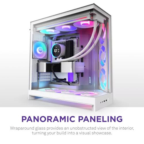 Корпус без блока питания/ Case NZXT H9 Flow RGB+ (2025), Midi-Tower, TG, 6x140mm RGB + 1x120mm RGB, 2xUSB-A 3.2 + 1xUSB-C 3.2, E-ATX, ATX, mATX, mITX White NZXT
