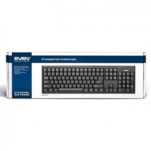 Клавиатура SVEN Standard 303 Power USB+PS/2 чёрная Sven