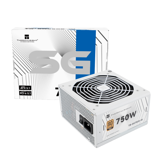 Блок питания 750W/ Power Supply Thermalright, 750W 80+ Gold (ATX, 3.1, PCIe 5.1, Non-modular, 1x24(20+4)pin, 1xCPU 8(4+4)pin, 2xPCIe*2 8(6+2)pin, 5xSATA3, 1x12+4pin (12VHPWR PCIe 5.1 12+4pin 600mm), 3xMOLEX4pin, Active, 120x120mm, 150x140x86mm, APFC, whit