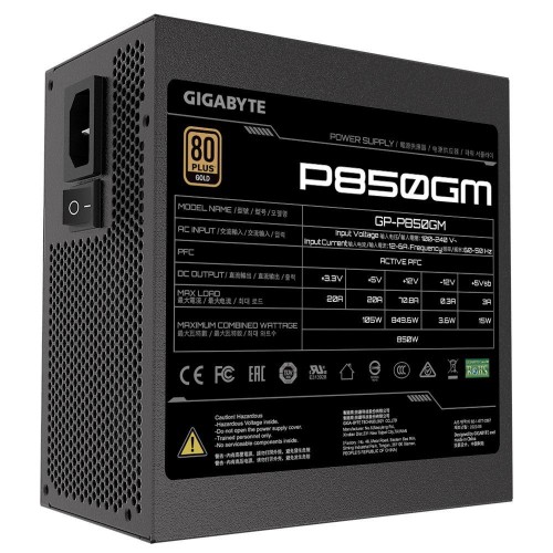 Блок питания Gigabyte GP-P850GM 850W 80+ Gold - Полностью модульный ATX с активным PFC