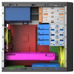 Корпус с блоком питания 500Вт./ Case Foxline FL-733R, mATX, 2x5.25EXT, 2x3.5EXT, 5x3.5INT, 2xUSB3.0, 2xUSB2.0, HDA, w/o FAN, w/500W ATX PSU, w/1.2m EU pwr cord
