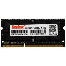Память DDR3 4GB 1600MHz Kingspec KS1600D3N13504G RTL PC3-12800 CL11 SO-DIMM 204-pin 1.35В single rank Ret