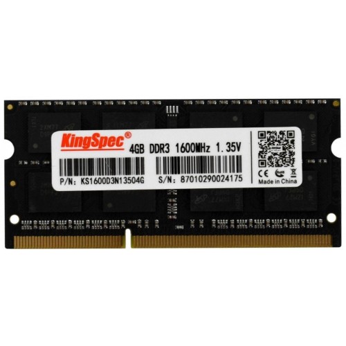 Память DDR3 4GB 1600MHz Kingspec KS1600D3N13504G - SO-DIMM 204-pin, 1.35В, CL11, Single Rank