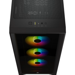 Корпус без блока питания/ Case Corsair iCUE 4000X RGB, Midi-Tower, TG, 3x120mm RGB, 1xUSB-A 3.2, 1xUSB 3.2 Type-C, E-ATX, ATX, mATX, mITX Black