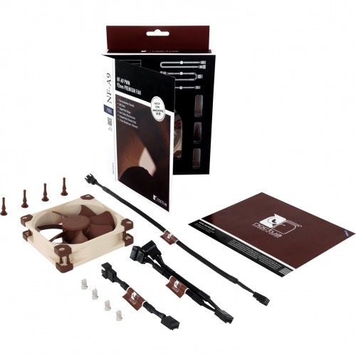 Кулер для корпуса/ Case Cooler Noctua NF-A9 PWM (92x92x25mm, 4-pin PWM, 46.44CFM, 22.8dBA, 2000RPM, Beige/Brown)