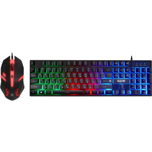 Клавиатура и мышь Defender Glion с LED-подсветкой, черно-красные, USB (45123)