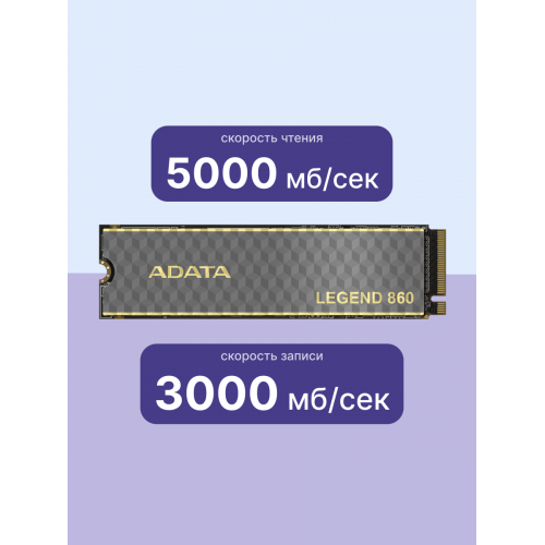 Купить ADATA SSD LEGEND 860 500GB M.2 NVMe 1.4 - Высокоскоростной Твердотельный Накопитель с PCIe Gen 4x4 и 3D NAND