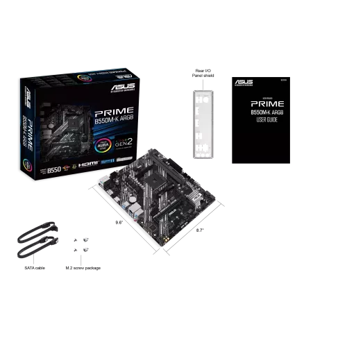 Материнская плата PRIME B550M-K ARGB: M4 B550, 2 DIMM, DUAL M.2, AURA - идеальное решение для вашего ПК