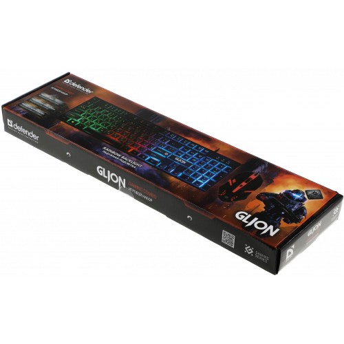 Клавиатура и мышь Defender Glion с LED-подсветкой, черно-красные, USB (45123)