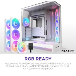 Корпус без блока питания/ Case NZXT H9 Flow RGB+ (2025), Midi-Tower, TG, 6x140mm RGB + 1x120mm RGB, 2xUSB-A 3.2 + 1xUSB-C 3.2, E-ATX, ATX, mATX, mITX White