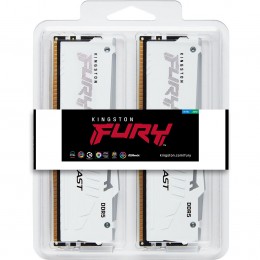 Память оперативная/ Kingston 64GB 5200MT/s DDR5 CL40 DIMM (Kit of 2) FURY Beast White RGB XMP