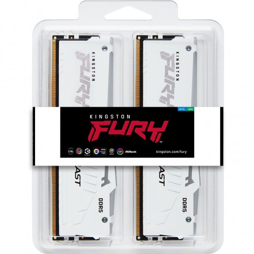 Память оперативная/ Kingston 64GB 5200MT/s DDR5 CL40 DIMM (Kit of 2) FURY Beast White RGB XMP Kingston