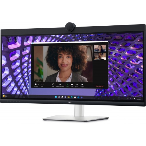 Монитор Dell 34" P3424WEB Black/Silver Curved 3800R, 21:9, IPS, 3440x1440, 5ms, 300cd, 60Hz, 4MP Camera, 1xHDMI, 1xDP, 3xUSB, 1xUSB-C, SPK, LAN, HAS