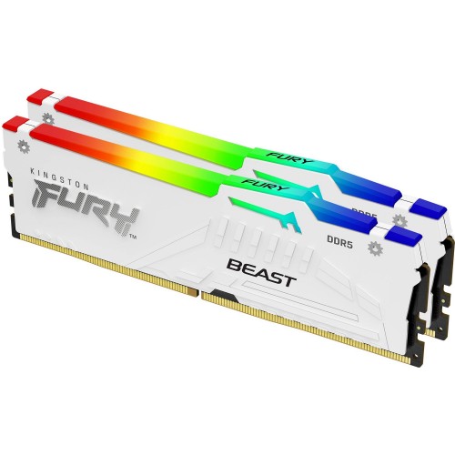 Память оперативная/ Kingston 64GB 5200MT/s DDR5 CL40 DIMM (Kit of 2) FURY Beast White RGB XMP Kingston