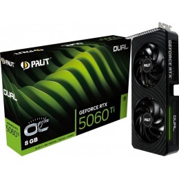 Видеокарта Palit PCI-E 5.0 PA-RTX5060Ti DUAL OC NVIDIA GeForce RTX 5060TI 8Gb 128bit GDDR7 2407/28000 HDMIx1 DPx3 HDCP Ret