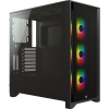 Корпус без блока питания/ Case Corsair iCUE 4000X RGB, Midi-Tower, TG, 3x120mm RGB, 1xUSB-A 3.2, 1xUSB 3.2 Type-C, E-ATX, ATX, mATX, mITX Black Corsair