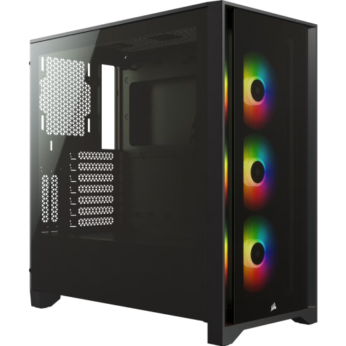 Корпус без блока питания/ Case Corsair iCUE 4000X RGB, Midi-Tower, TG, 3x120mm RGB, 1xUSB-A 3.2, 1xUSB 3.2 Type-C, E-ATX, ATX, mATX, mITX Black Corsair