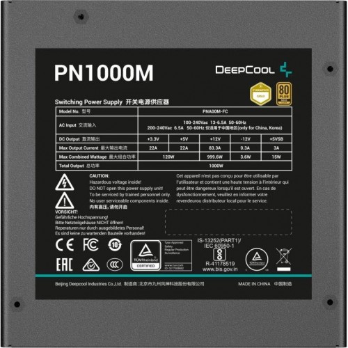 Блок питания Deepcool ATX 1000W PN1000M Gen.5 80+ Gold с 120mm вентилятором и 8xSATA - Высокая эффективность и надежность