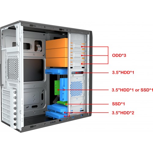Корпус c блоком питания 450 Ватт/ Case Foxline FL-815, ATX, 3x5.25EXT, 1x3.5EXT, 3x3.5INT, 2xUSB2.0, HDA, w/o FAN, w/450W ATX PSU, w/1.2m EU pwr cord Foxline