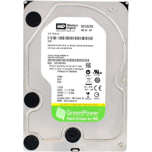 Жесткий диск RECERTIFIED WD SATA3 1Tb AV-GP для видеонаблюдения - 5400 RPM, 64MB, 1 год гарантии