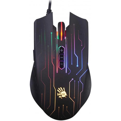 Купить оптическую мышь A4Tech Bloody Q82 черного цвета с рисунком, 6200dpi, USB, 8 кнопок - идеальный выбор для геймеров!