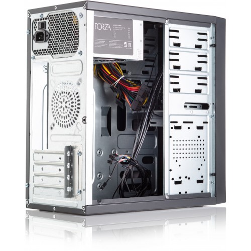 Корпус с блоком питания 450Вт./ Case Forza mATX, 450W, 2xUSB2.0, Black, w/o FAN, 12 cm fan PSU, power cord Foxline