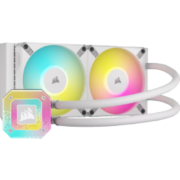 Система жидкостного охлаждения/ Water Cooling System Corsair iCUE H100i ELITE CAPELLIX XT (240mm, White, RGB/ Fans: 2x120mm, 65.57CFM, 34.1dBA, 2400RPM/ S: 1851, 1700, 1200, 115x, 2011, 2066, AM5, AM4)