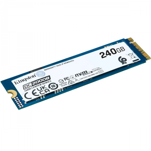 Твердотельный накопитель/ Kingston SSD DC2000B 240GB, M.2 22x80mm, NVMe, PCIe Gen 4x4, 3D TLC, R/W 4500/400MB/s, IOPs 260 000/18 000, TBW 175, DWPD 0.4 (12 мес) Kingston