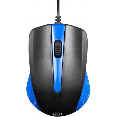 Мышь Оклик 225M черный/синий оптическая 1200dpi USB 3but (288233)