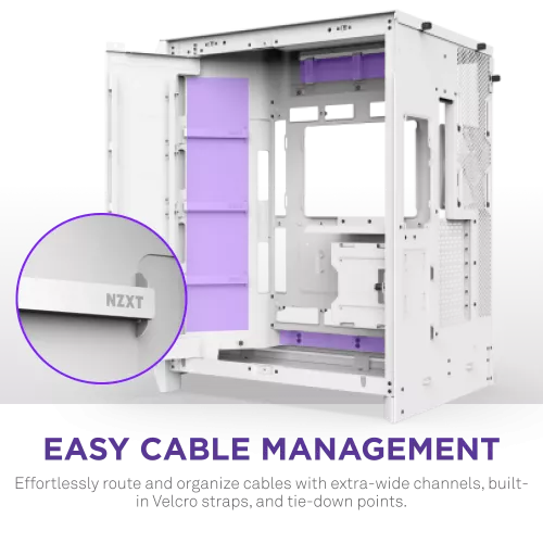 Корпус без блока питания/ Case NZXT H9 Flow RGB+ (2025), Midi-Tower, TG, 6x140mm RGB + 1x120mm RGB, 2xUSB-A 3.2 + 1xUSB-C 3.2, E-ATX, ATX, mATX, mITX White NZXT