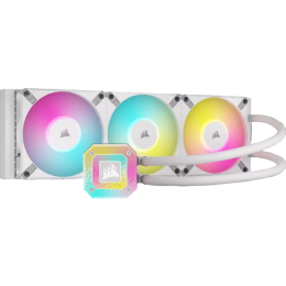 Система жидкостного охлаждения/ Water Cooling System Corsair iCUE H150i ELITE CAPELLIX XT (360mm, White, RGB/ Fans: 3x120mm, 65.57CFM, 37dBA, 2100RPM/Rad thickness 27mm/ S: 1851, 1700, 1200, 115X, AM5, AM4)