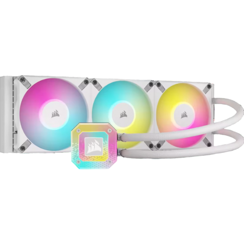 Система жидкостного охлаждения/ Water Cooling System Corsair iCUE H150i ELITE CAPELLIX XT (360mm, White, RGB/ Fans: 3x120mm, 65.57CFM, 37dBA, 2100RPM/Rad thickness 27mm/ S: 1851, 1700, 1200, 115X, AM5, AM4) Corsair