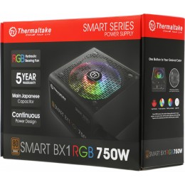 Блок питания Thermaltake ATX 750W Smart BX1 RGB 80+ bronze (20+4pin) APFC 120mm fan color LED 8xSATA RTL [PS-SPR-0750NHSABE-1]