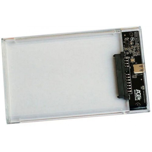 Внешний корпус для HDD/SSD AgeStar 3UB2P4C SATA III USB3.0 пластик прозрачный 2.5" [3UB2P4C]