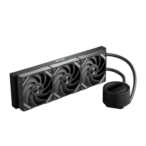 Водяное охлаждение для процессора/ Water Cooling System SAMA Q70 Black (360mm, LED temp., Black, ARGB/ Fans: 3x120mm, 86CFM, 30dBA, 2600RPM/ Pump height 64mm, 30dBA, 2800RPM, Rad thickness 27mm/ S: 1851, 1700, 1200, 20XX, 115X, AM5, AM4) SAMA