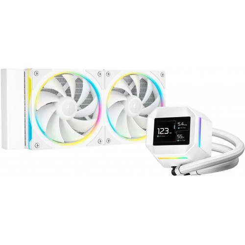 Система водяного охлаждения Deepcool LM240 WH ARGB Soc-AM5/AM4/1200/1700/1851 белый 4-pin 19-36dB Al LCD 220W 1404gr Ret (R-LM240-WHDMMC-1)